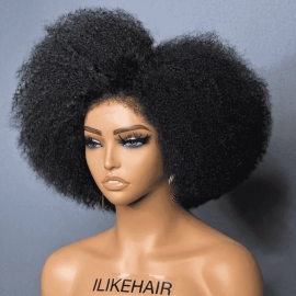 Afro Kinky Curly With Kinky Edges 13x4 HD Lace Front Bob Wig