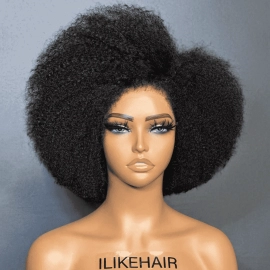 Afro Kinky Curly With Kinky Edges 13x4 HD Lace Front Bob Wig